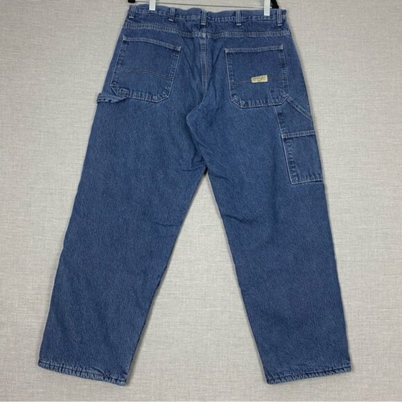 Wrangler Fleece Lined Carpenter Jeans Sz 34X30 Straight Leg Blue Work Jeans - Picture 3 of 9